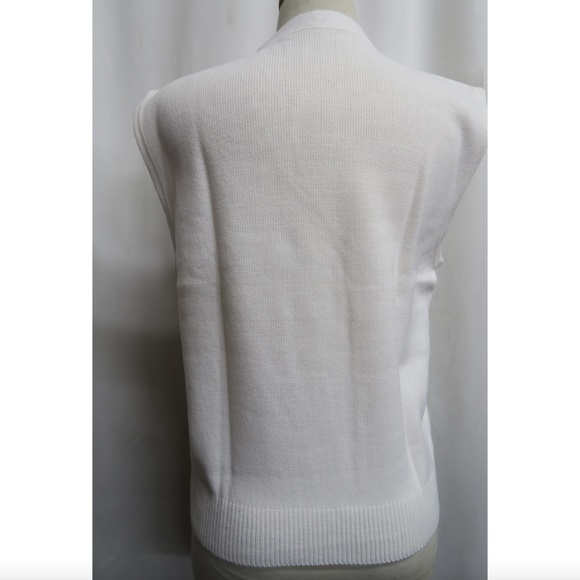 NEW - Vintage Youth V-Neck Pullover Vest - White - Picture 2 of 2